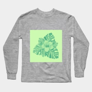 Tropical Green Hibiscus Long Sleeve T-Shirt